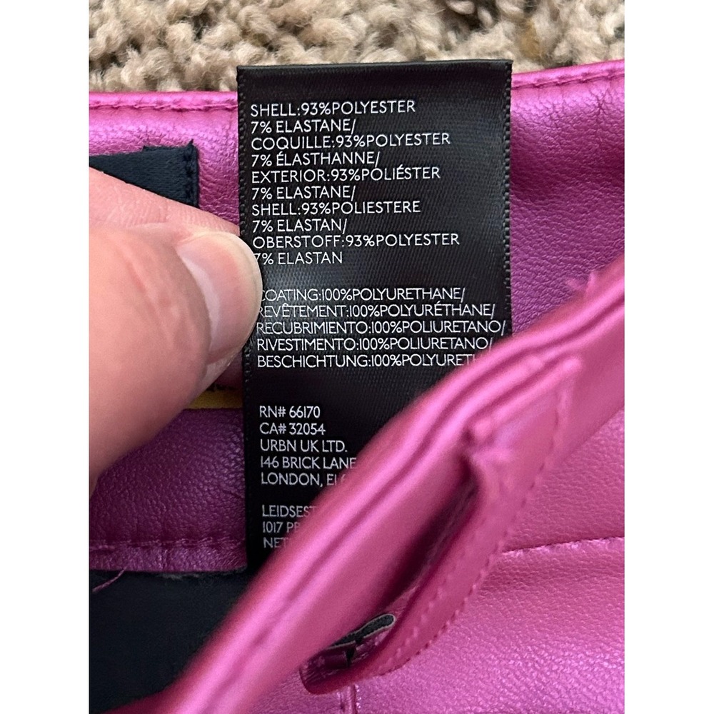 Maeve Anthro The Colette Cropped Wide-Leg Vegan Leather Pants Rose Pink Size 30 - Picture 10 of 10